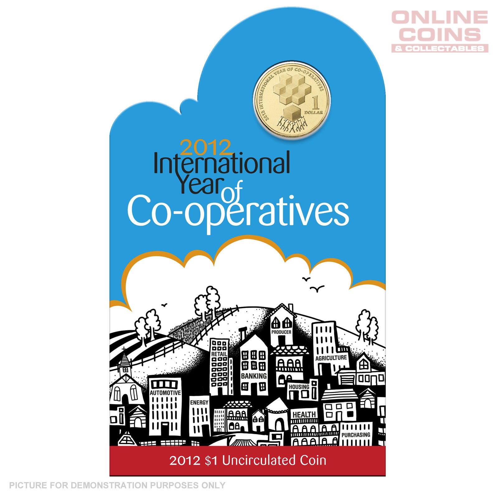 2012 Royal Australian Mint - Year of Co-Operatives - Uncirculated $1 Coin in Card